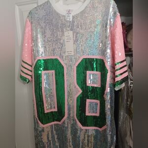 Sequin Numbered T-Shirt Dress